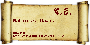 Mateicska Babett névjegykártya